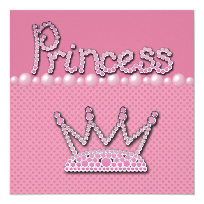 Princess Crown Shoes & Jewel Pacifier Baby Shower Personalized Invites