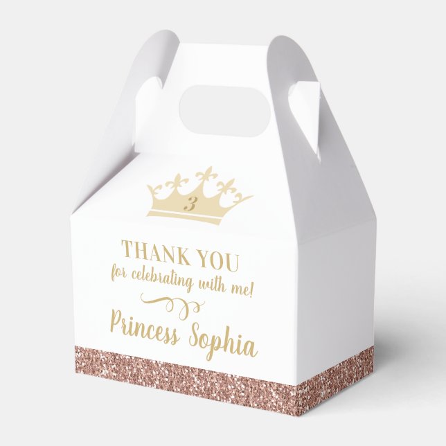 Princess Crown Thank You Birthday Favor Boxes (Front Side)