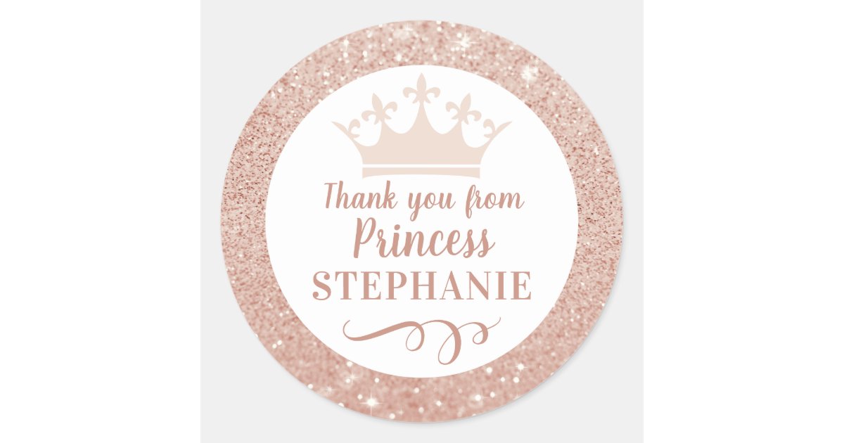 Princess Crown Stickers, Princess Birthday Party, Princess Party Stickers,  Personalized Customized Birthday Party Favor Thank You Stickers