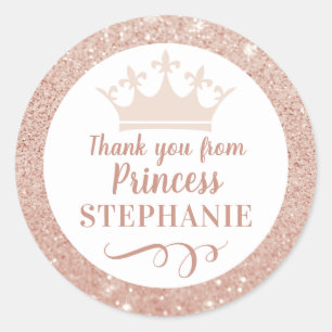 Princess Crown Thank You Party Favor Classic Round Sticker
