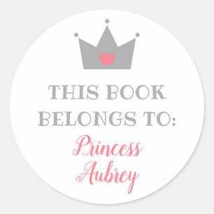 Princess Crown This Book Belongs To Classic Round Sticker