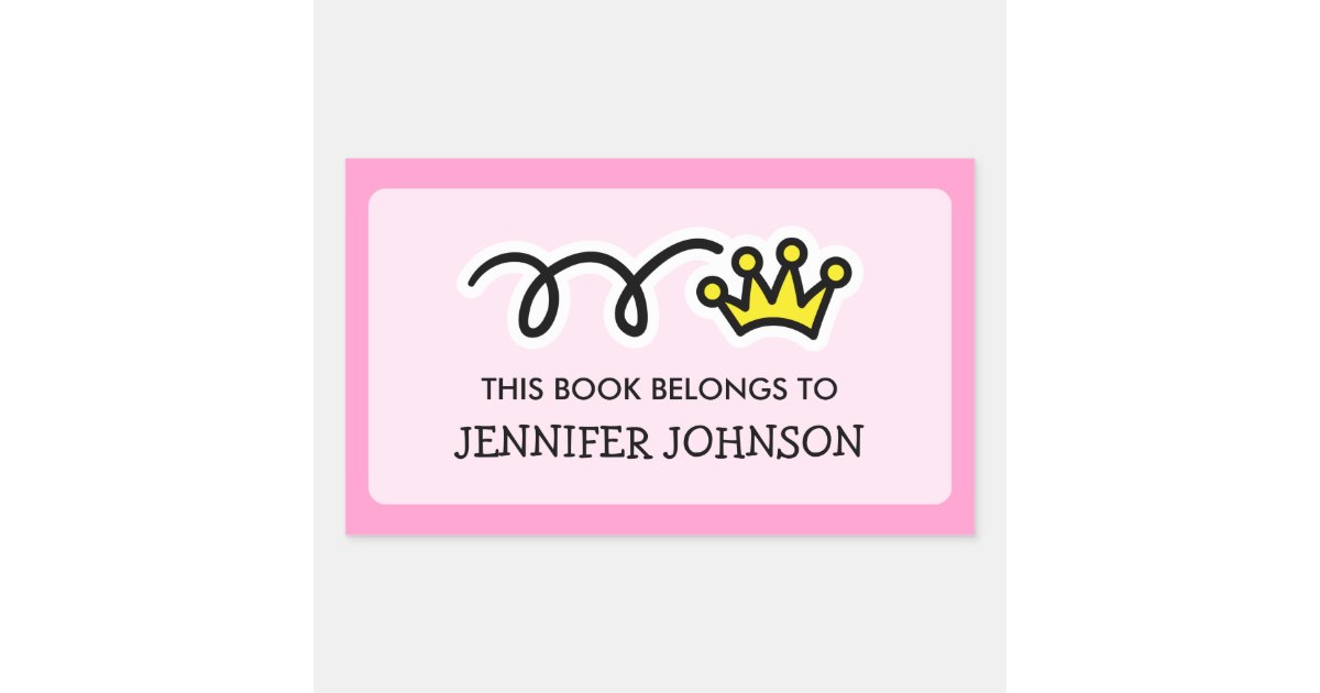 Princess crown This book belongs to sticker label | Zazzle