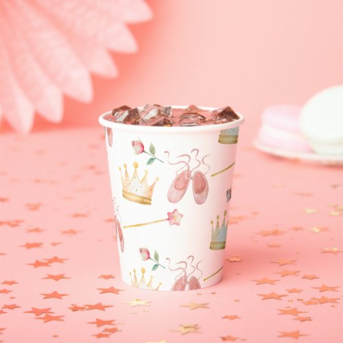 Princess Crown Wand Pink Little Girl Birthday  Paper Cups