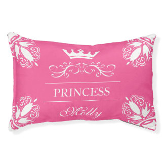 Princess Crown With Dog's Name In Pink And White Pet Bed