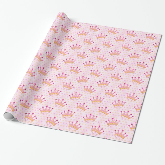 Princess Crown Wrapping Paper (Unrolled)