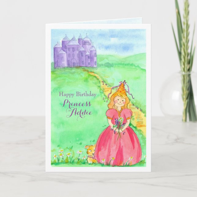 Princess Custom Name Happy Birthday Card (Front)