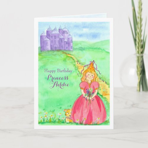 Princess Custom Name Happy Birthday Card