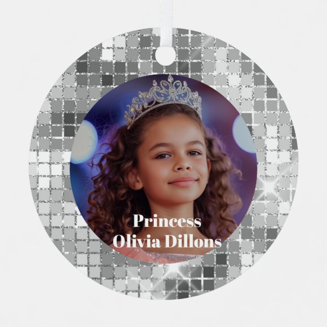 Princess Custom Photo Metal Christmas Ornament (Front)