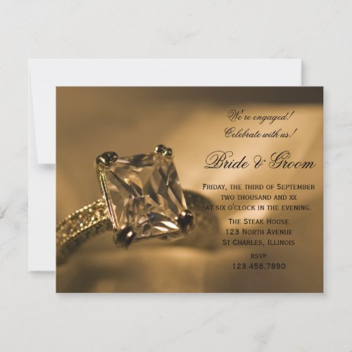 Princess Cut Diamond Ring Engagement Party Invitation