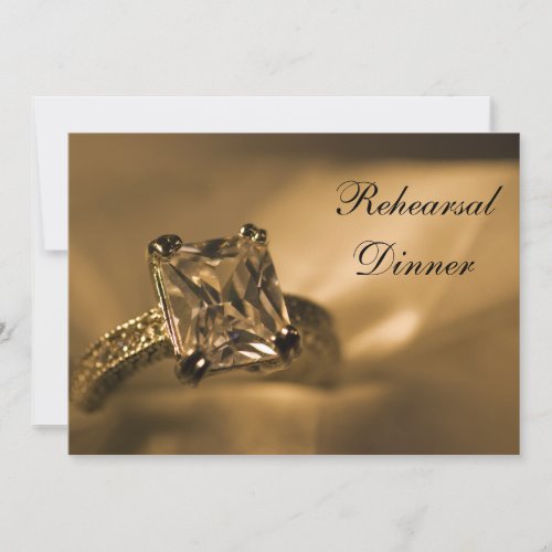 Princess Cut Diamond Ring Wedding Rehearsal Dinner Invitation