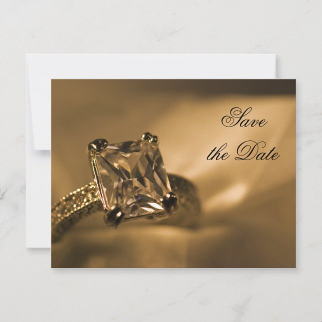 Princess Cut Diamond Ring Wedding Save the Date (Front)