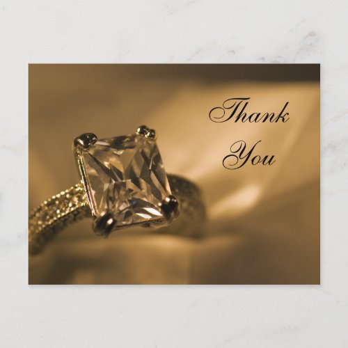 Princess Cut Diamond Ring Wedding Thank You Note Postcard