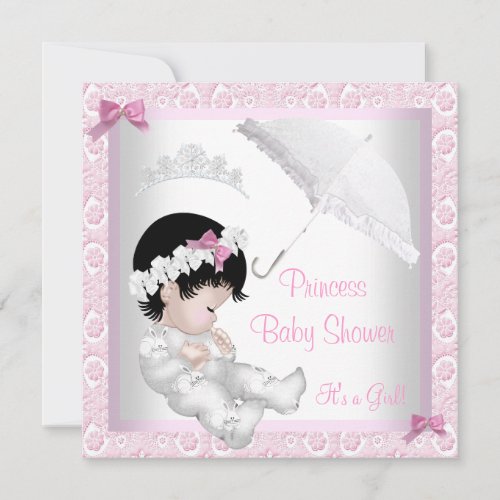 Princess Cute Baby Shower Pretty Pink Lace Personalized Invite