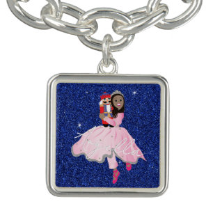 Princess Dark Haired Ballerina Charm Bracelet