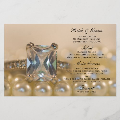 Princess Diamond Ring and Pearls Wedding Menu