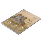 Princess Diamond Ring and White Pearls Wedding Notebook (Left Side)
