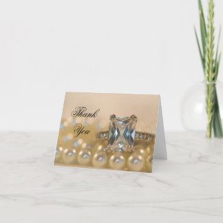 Princess Diamond Ring Pearls Bridesmaid Thank You Card