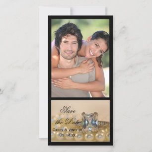 Princess Diamond Ring Pearls Wedding Save the Date