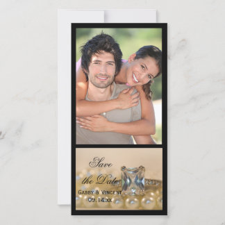 Princess Diamond Ring Pearls Wedding Save the Date