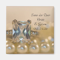 Princess Diamond Ring Pearls Wedding Save the Date