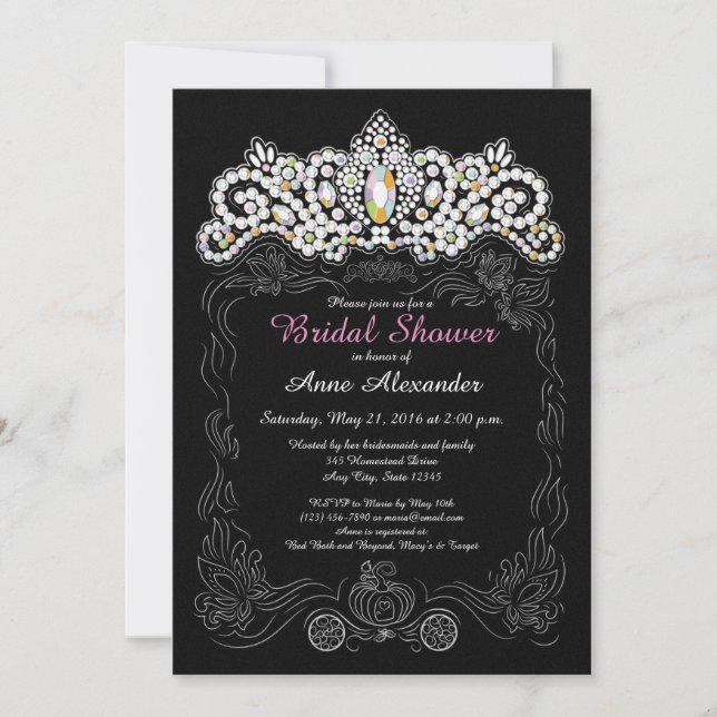 Princess Diamond Tiara Bridal Shower Invitations (Front)