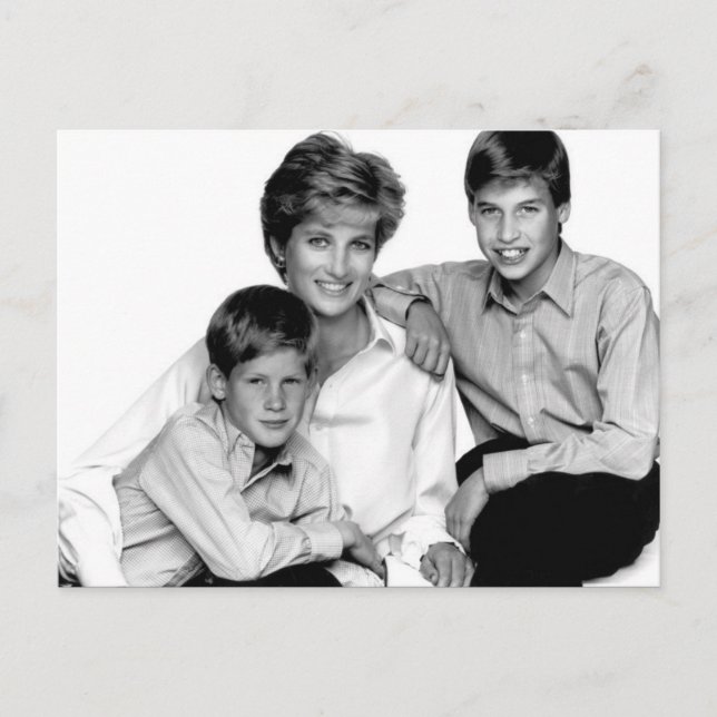 Princess Diana and sons Postcard (Front)