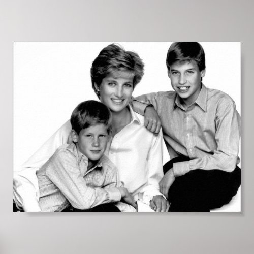 Princess Diana and sons Poster
