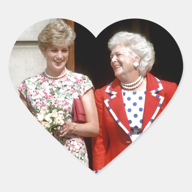 Princess Diana-Barbara Bush Heart Sticker (Front)