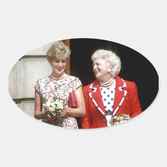 Princess Diana-Barbara Bush Oval Sticker (Front)