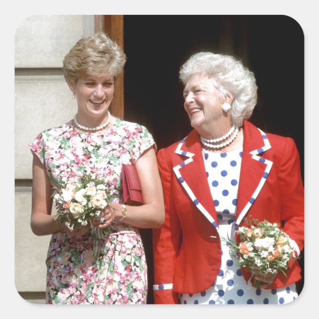 Princess Diana-Barbara Bush Square Sticker (Front)