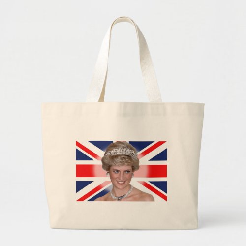 Princess Diana Union Jack Large Tote Bag