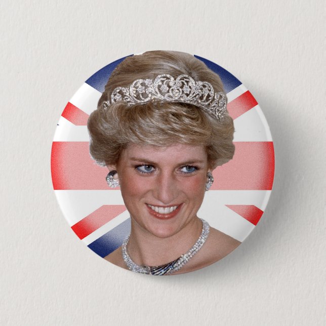 Princess Diana Union Jack Pinback Button (Front)