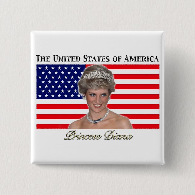Princess Diana USA Flag Button (Front)