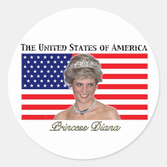 Princess Diana USA Flag Classic Round Sticker (Front)