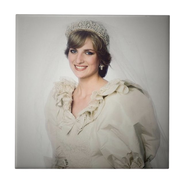Princess Diana wedding portrait stylized Tile (Front)