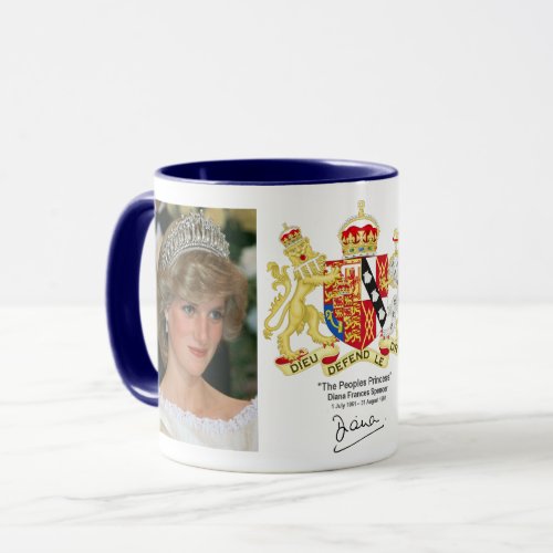 Princess Diana With Coat Of Arms And Signature Hig Mug