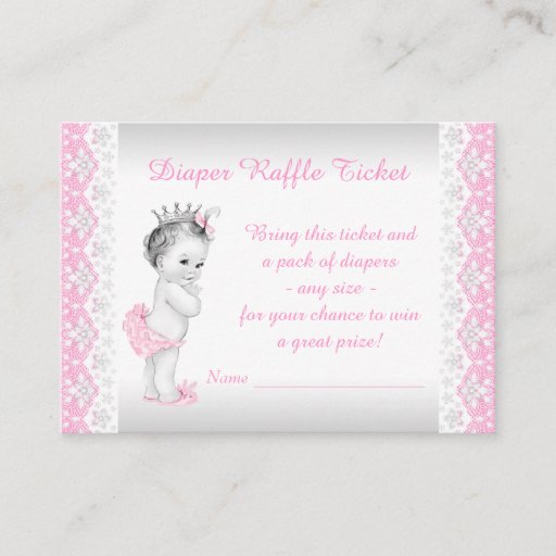 Customizable Princess Diaper Raffle Ticket Business Card Templates