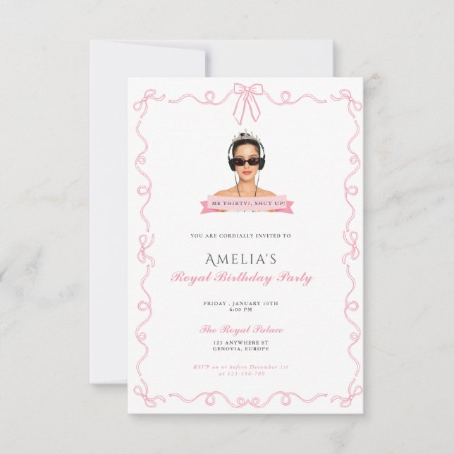 Princess Diaries 30th Birthday milenial Invitation (Front)