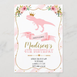 Princess dinosaur party invitation
