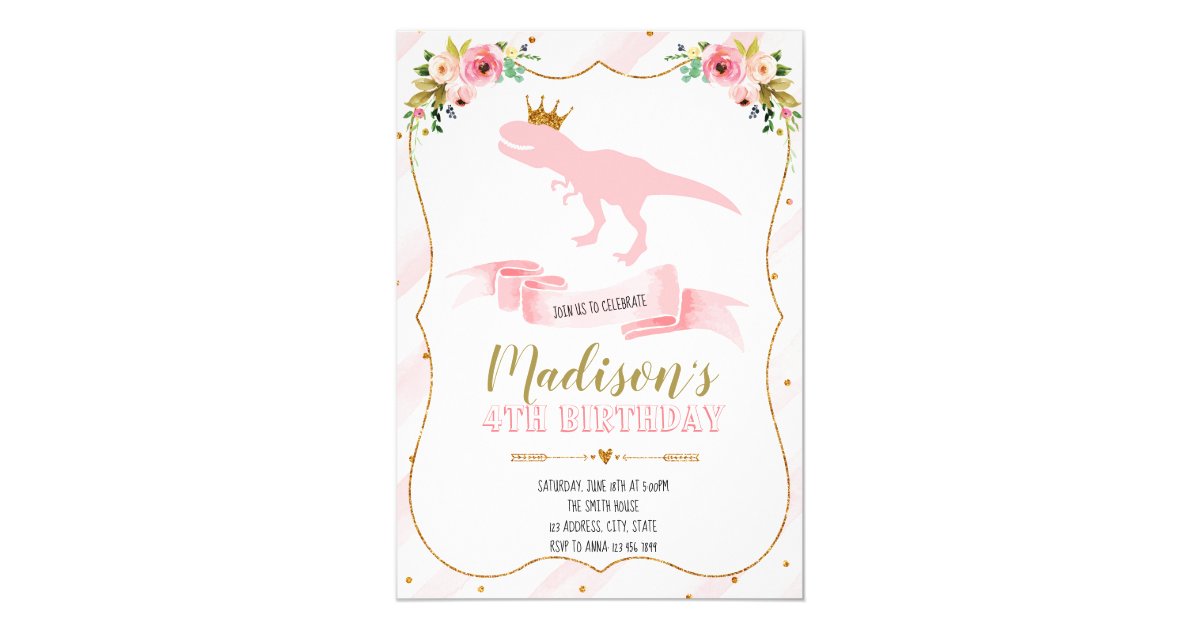 Princess dinosaur party invitation