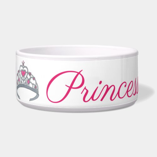 Princess Dog Pink Silver Tiara Royalty Queen Crown Bowl