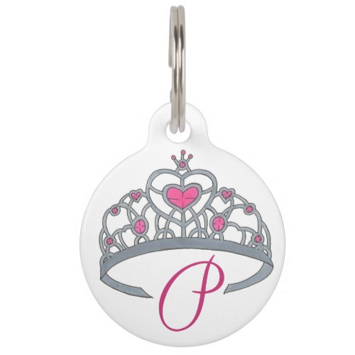 Princess Dog Pink Silver Tiara Royalty Queen Crown Pet Tag