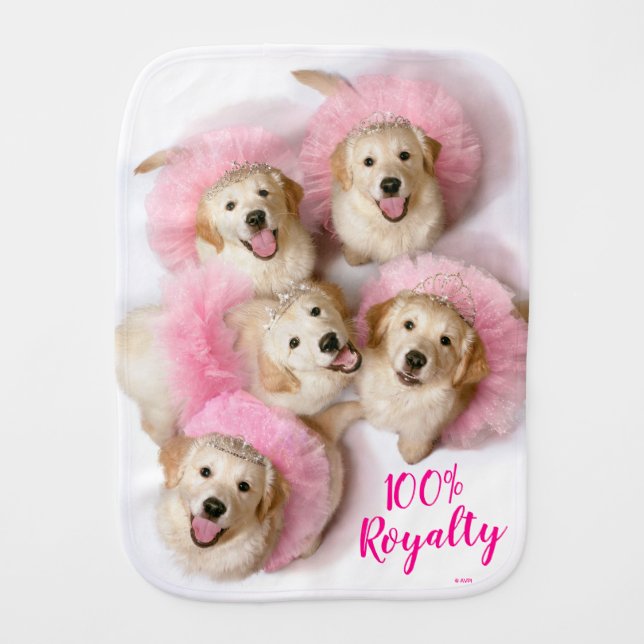 Princess Dogs in Tiaras Baby Burp Cloth (Front)
