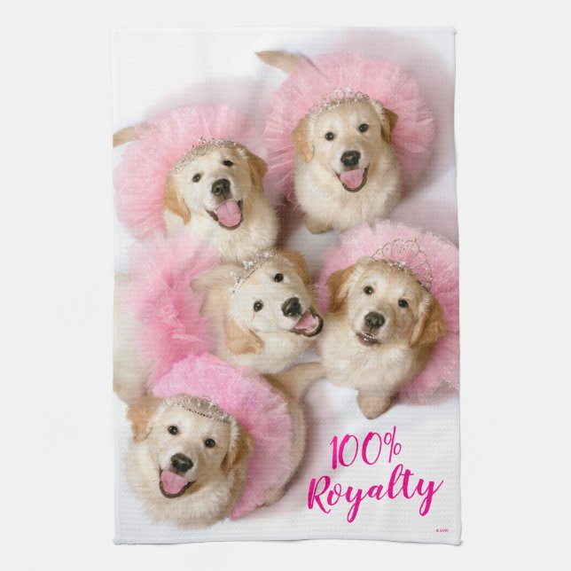 Princess Dogs in Tiaras Kitchen Towel (Vertical)