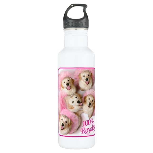 Princess Dogs in Tiaras Stainless Steel Water Bottle (Front)