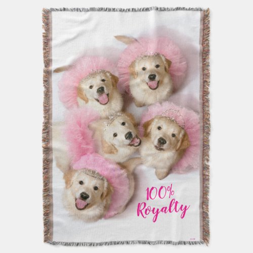 Princess Dogs in Tiaras Throw Blanket