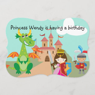 Princess Dragon and Knight Birthday Invite