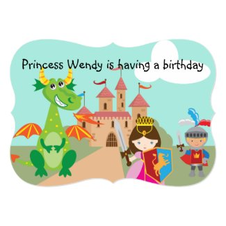 Princess Dragon and Knight Birthday Invite