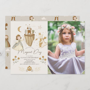 Princess & Dragon Boho Fairytale Birthday Photo Invitation