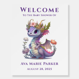 Princess Dragon Girl Baby Shower Welcome Sign
